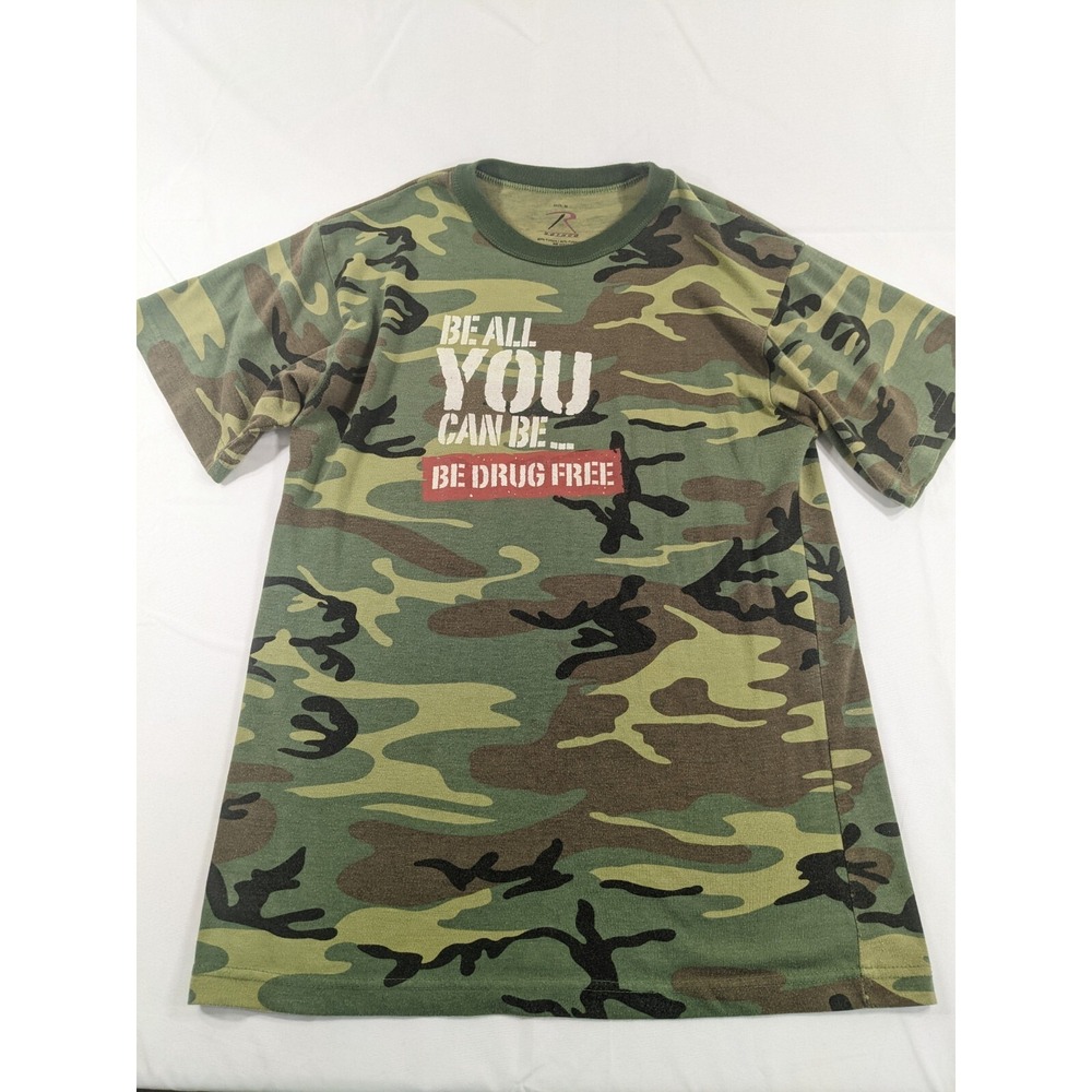 Woodland Camo T-Shirt Men's Rothco Be all you can be Drug‎ Free Medium